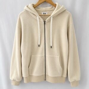 FEAT Cream Zip-Up Hoodie – Cozy Fleece Jacket